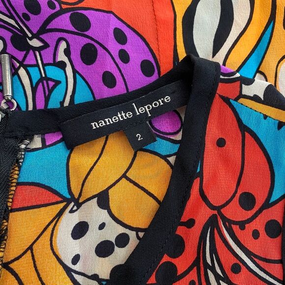 Nanette Lepore sleeveless, animal and flower pattern, vivid multicolor, Size 2 - Picture 5 of 6